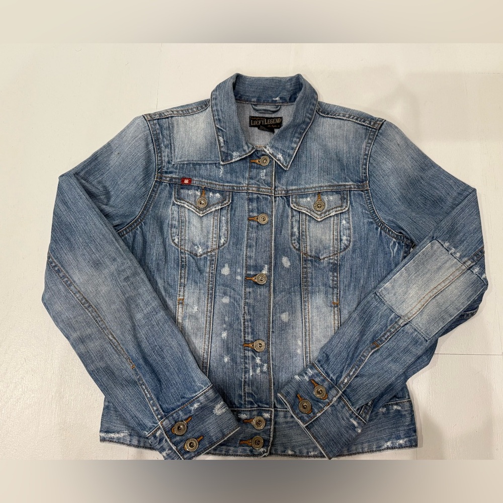 Vintage Lucky Brand denim Jean Jacket, S, women’s distressed - Picture 5 of 12